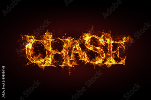 Chase name made of fire and flames