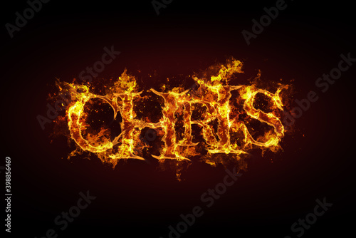 Chris name made of fire and flames