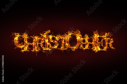 Christopher name made of fire and flames