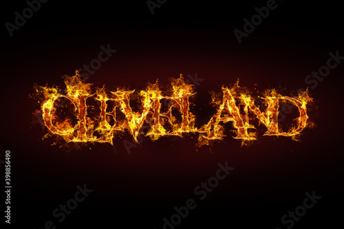Cleveland name made of fire and flames