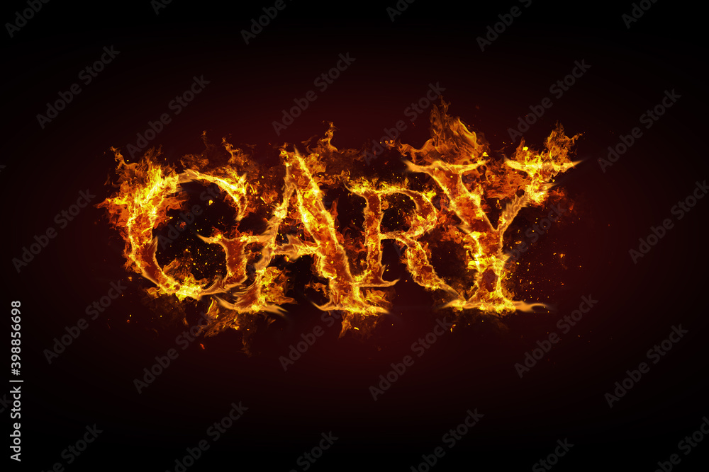 Fototapeta premium Gary name made of fire and flames