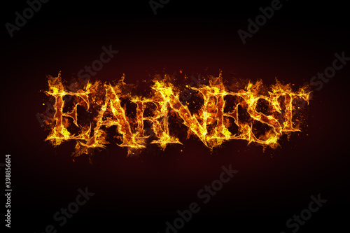 Earnest name made of fire and flames