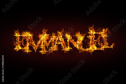 Emmanuel name made of fire and flames