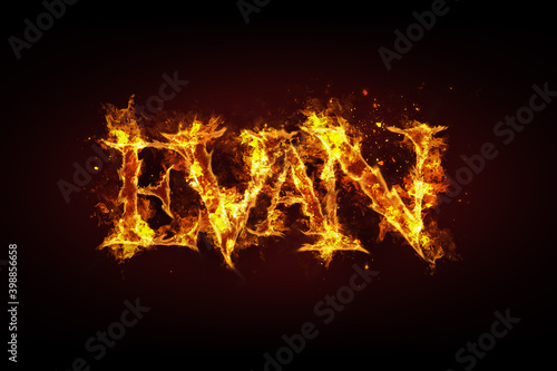 Evan name made of fire and flames