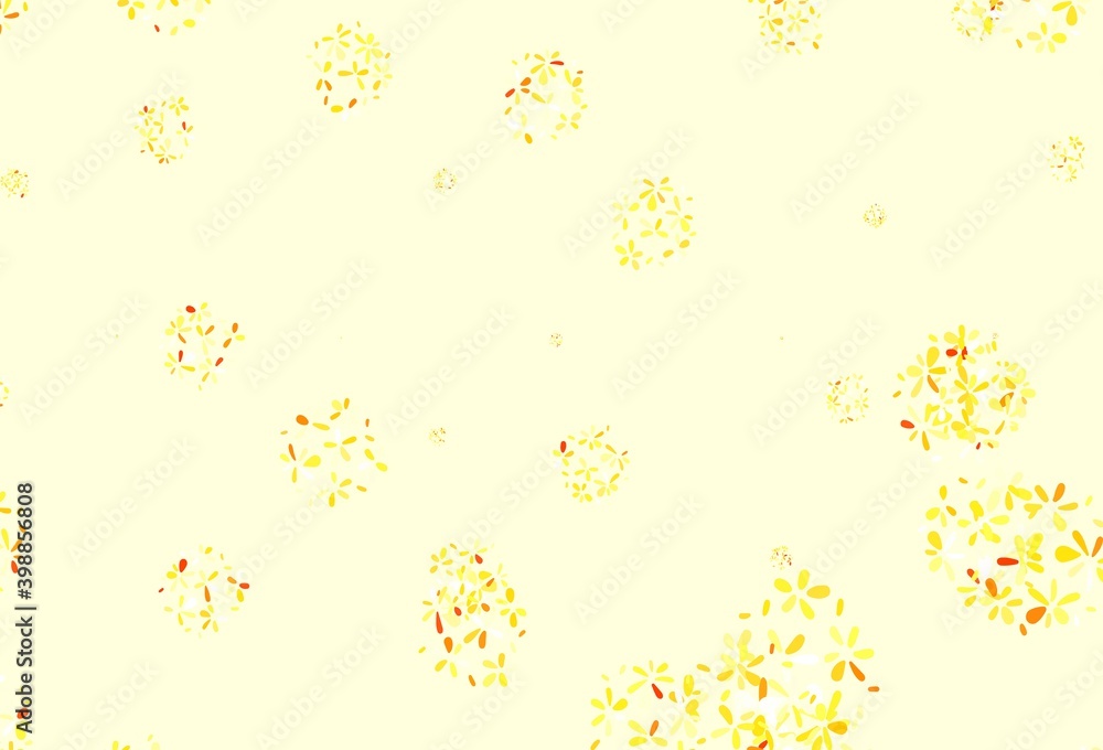 Light Yellow vector abstract background with leaves.