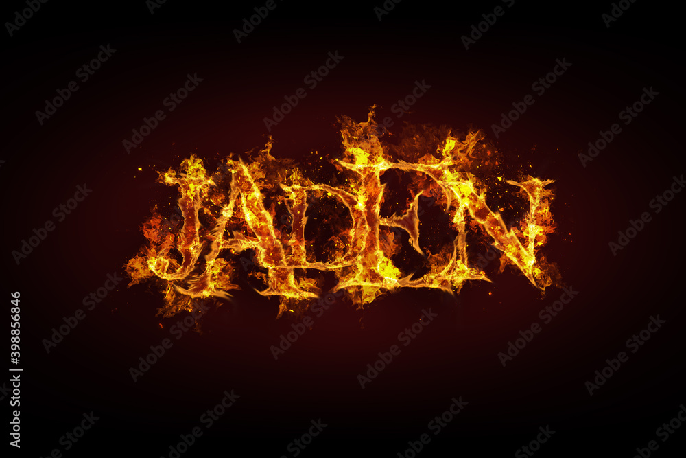 Jaden name made of fire and flames