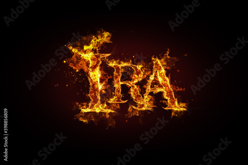 Ira name made of fire and flames
