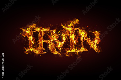 Irvin name made of fire and flames