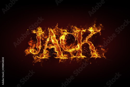 Jack name made of fire and flames