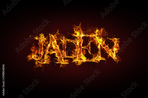 Jaden name made of fire and flames photo
