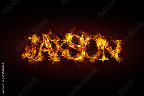 Jaxson name made of fire and flames