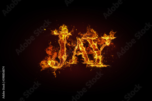 Jay name made of fire and flames