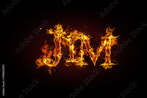 Jim name made of fire and flames
