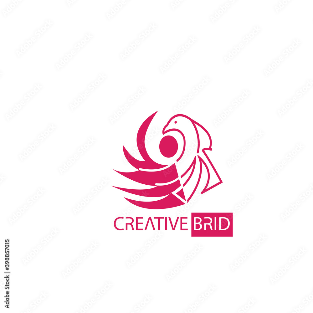 creative bird logo illustration color line design vector