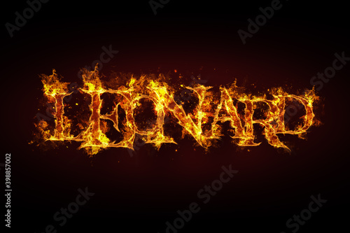 Leonard name made of fire and flames
