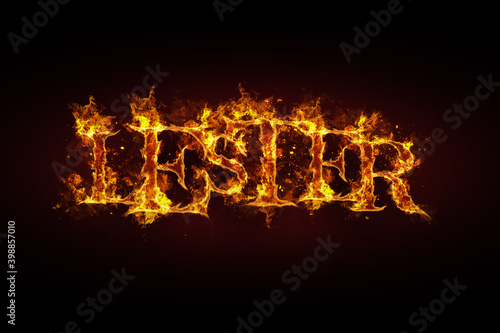 Lester name made of fire and flames