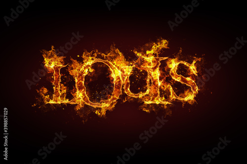 Louis name made of fire and flames