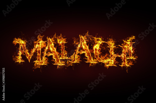 Malachi name made of fire and flames