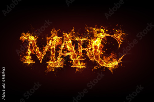 Marc name made of fire and flames