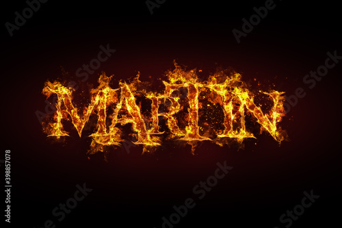 Martin name made of fire and flames