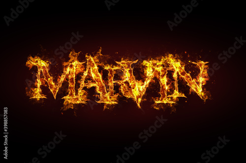 Marvin name made of fire and flames