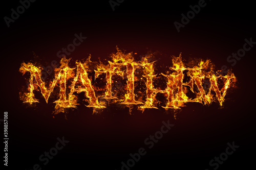 Matthew name made of fire and flames