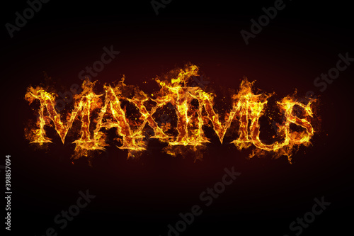 Maximus name made of fire and flames