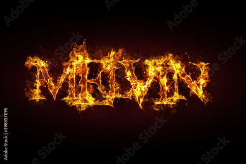 Melvin name made of fire and flames photo