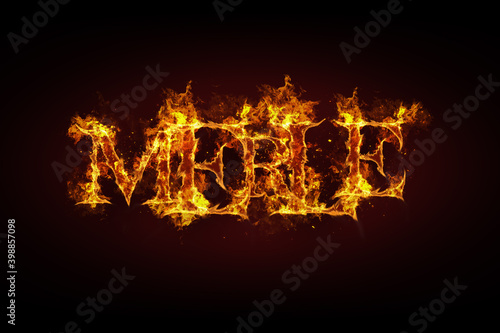 Merle name made of fire and flames