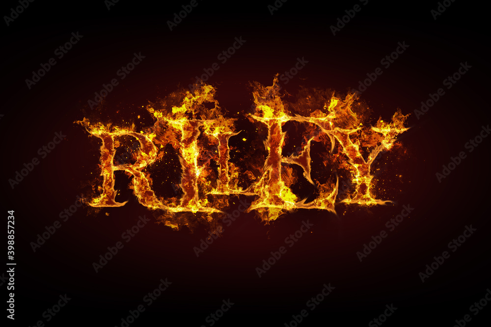 Riley name made of fire and flames