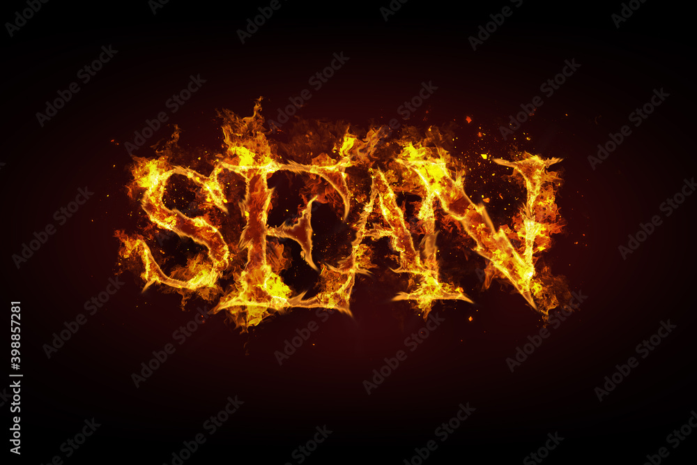Sean name made of fire and flames