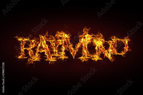 Raymond name made of fire and flames