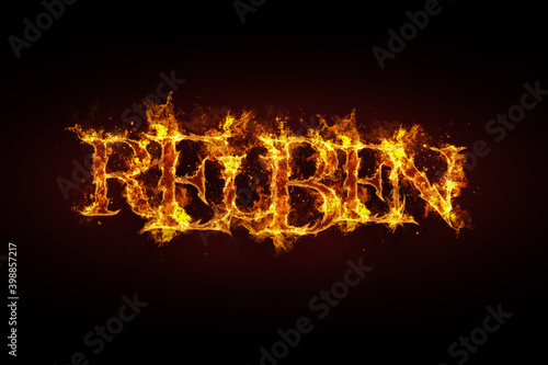 Reuben name made of fire and flames