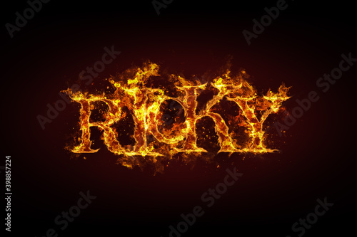 Ricky name made of fire and flames