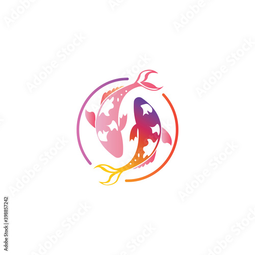 fish logo creative illustration colorful design circle vector template