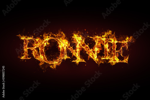 Ronnie name made of fire and flames
