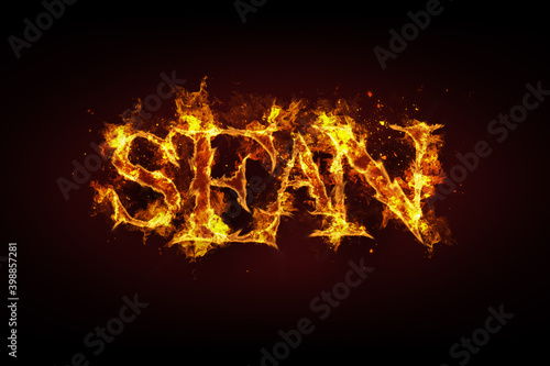 Sean name made of fire and flames