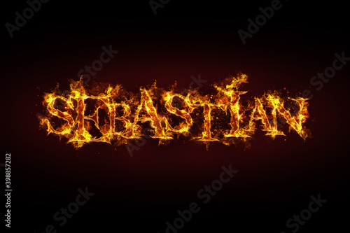 Sebastian name made of fire and flames