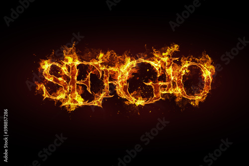 Sergio name made of fire and flames
