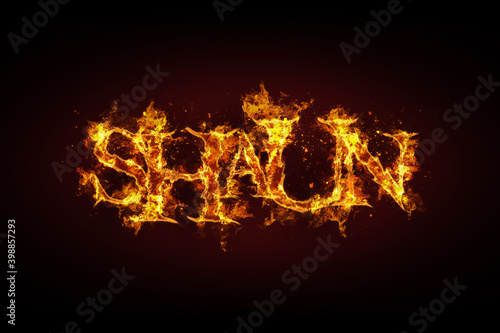 Shaun name made of fire and flames
