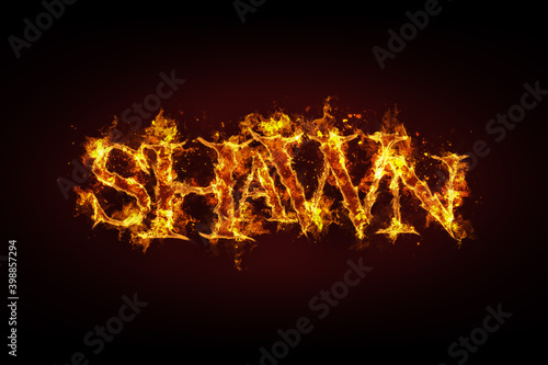 Shawn name made of fire and flames