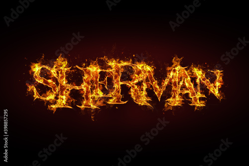 Sherman name made of fire and flames