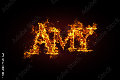 Amy name made of fire and flames