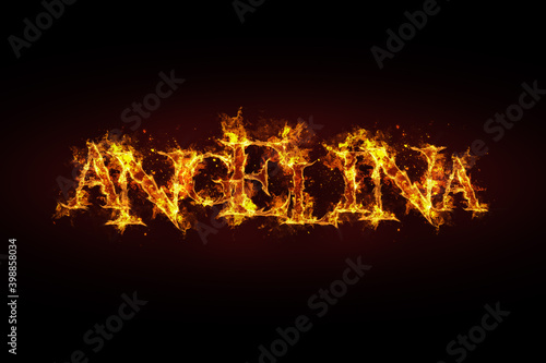 Angelina name made of fire and flames
