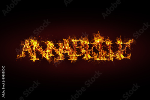 Annabelle name made of fire and flames