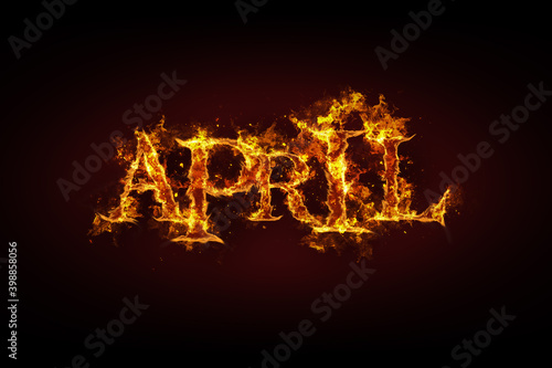 April name made of fire and flames