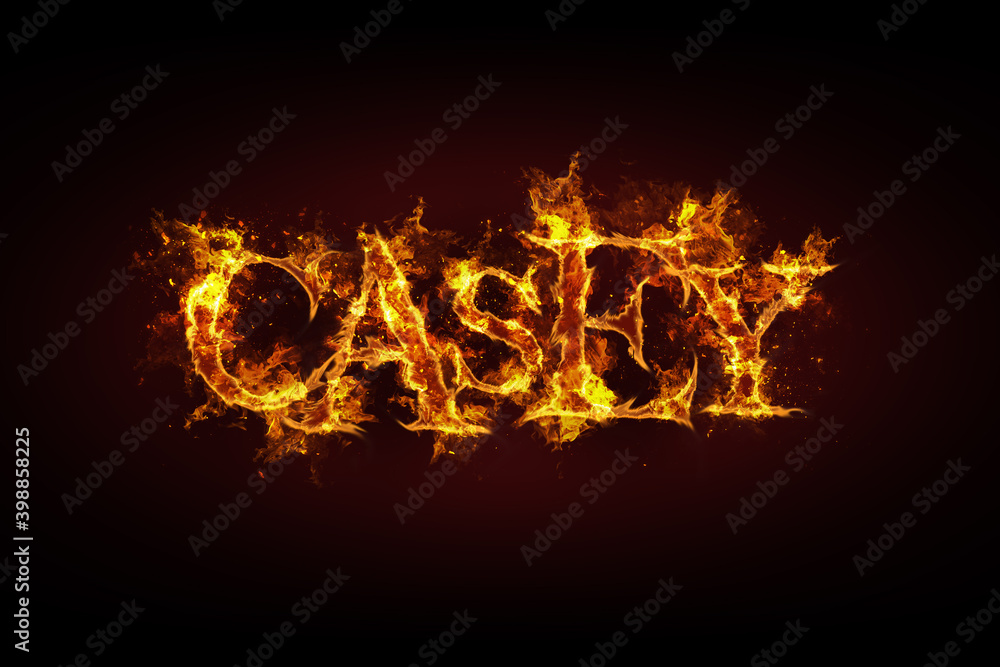 Fototapeta premium Casey name made of fire and flames