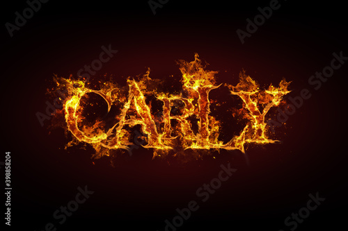 Carly name made of fire and flames