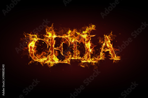 Celia name made of fire and flames