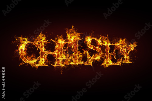 Chelsey name made of fire and flames